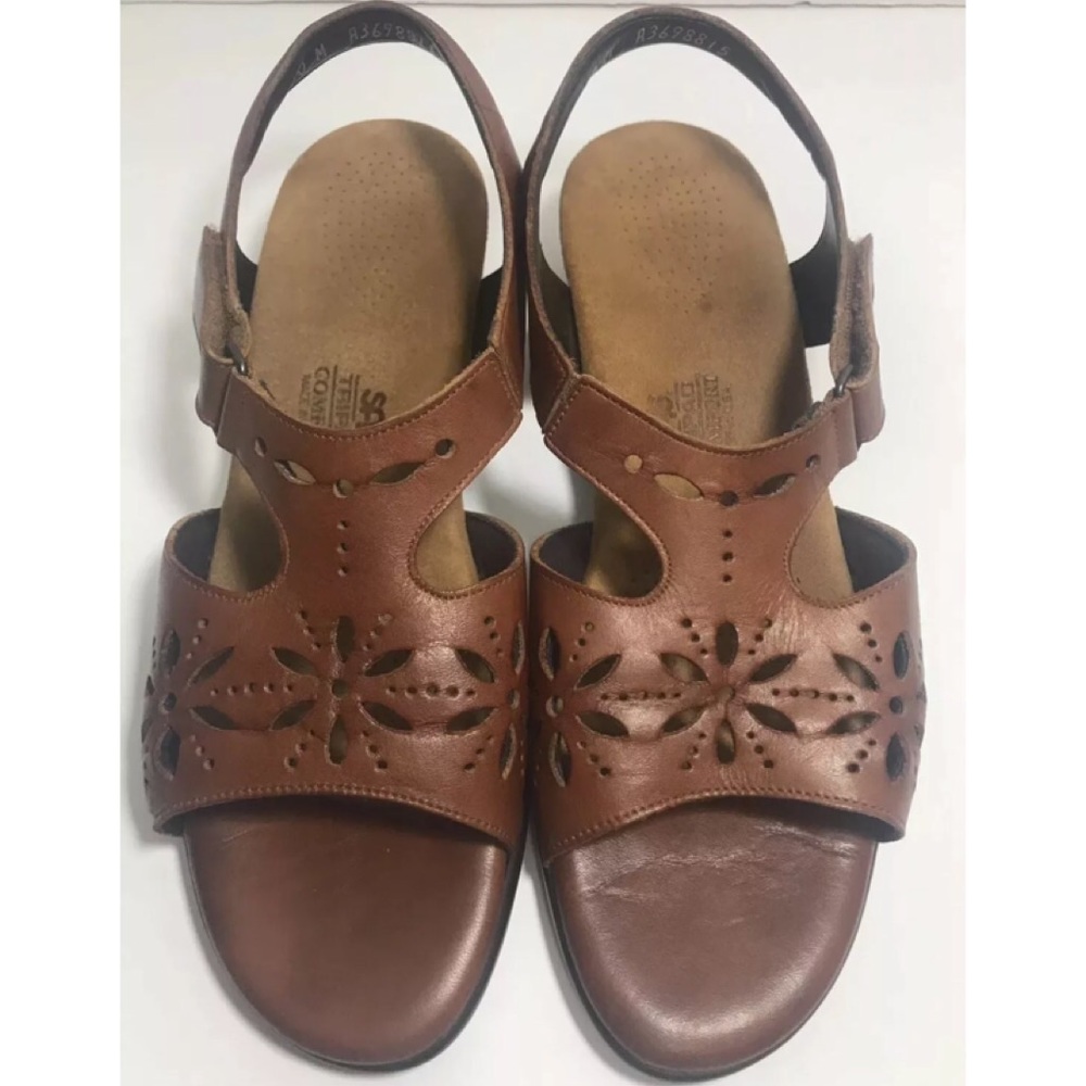 SAS Tripad Comfort TStrap Brown Leather Sandals 10